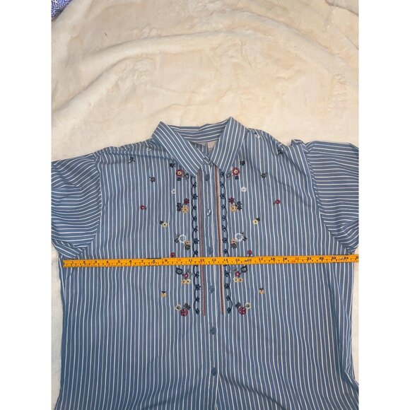 Vintage Koret City Blues Embroidered Button-Up Shirt - XL - Western Floral Strip - Picture 5 of 10